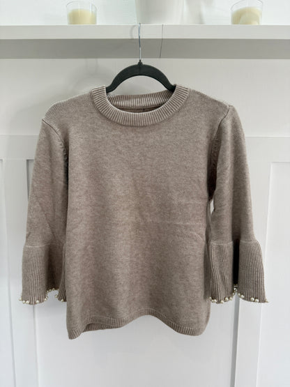 Red Pearl Flute Sleeve Jumper