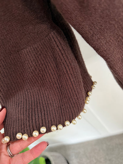 Chocolate Pearl Flute Sleeve Jumper
