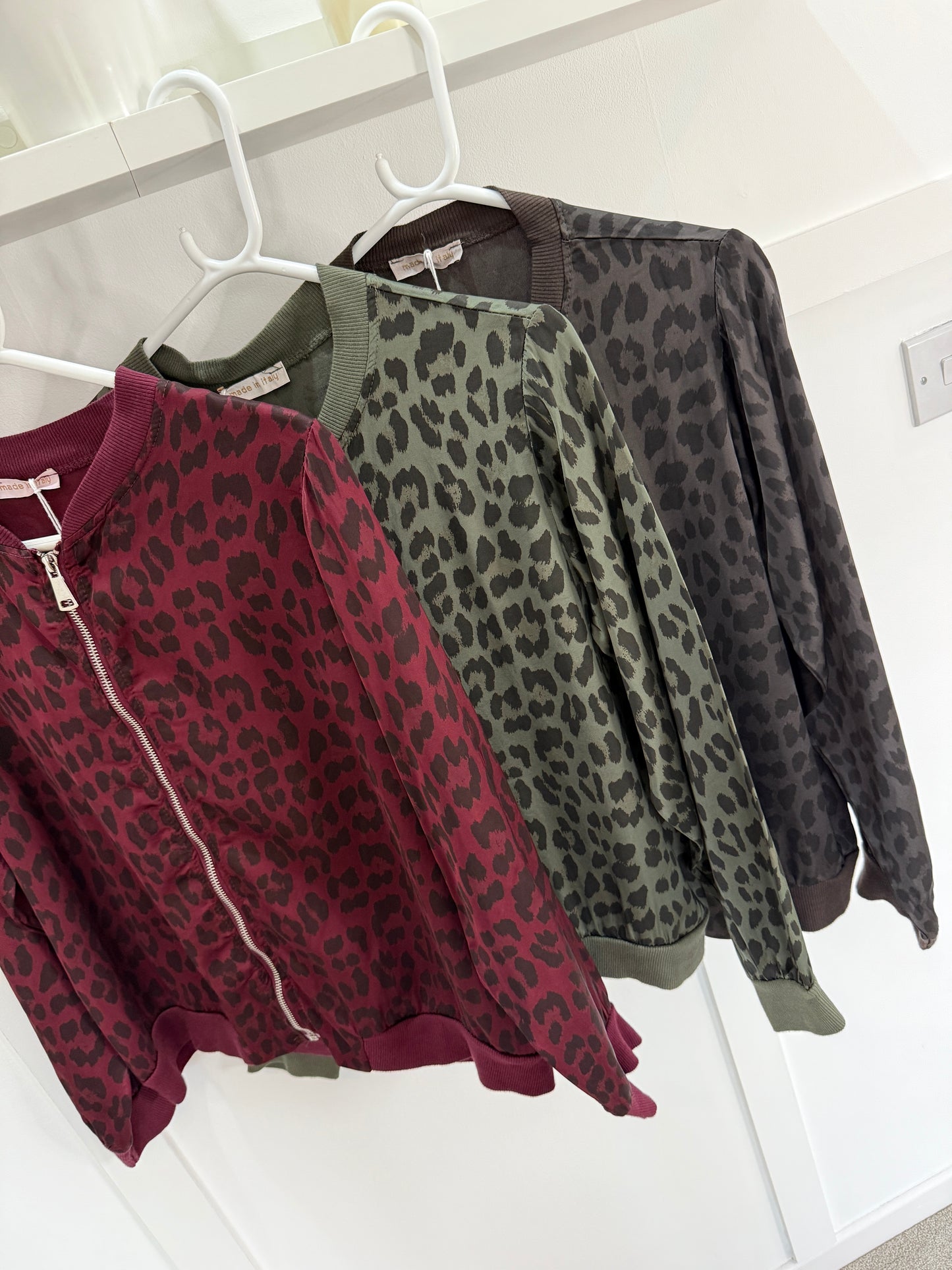Dark Chocolate Leopard Silk Mix Bomber Jacket