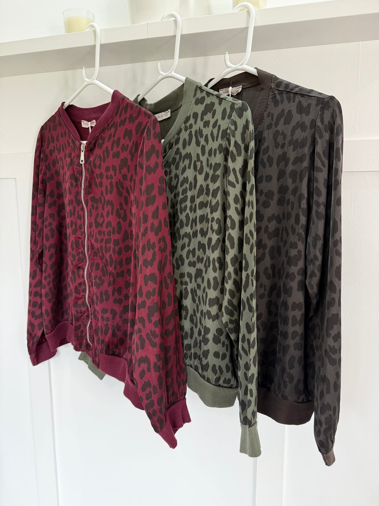 Dark Chocolate Leopard Silk Mix Bomber Jacket