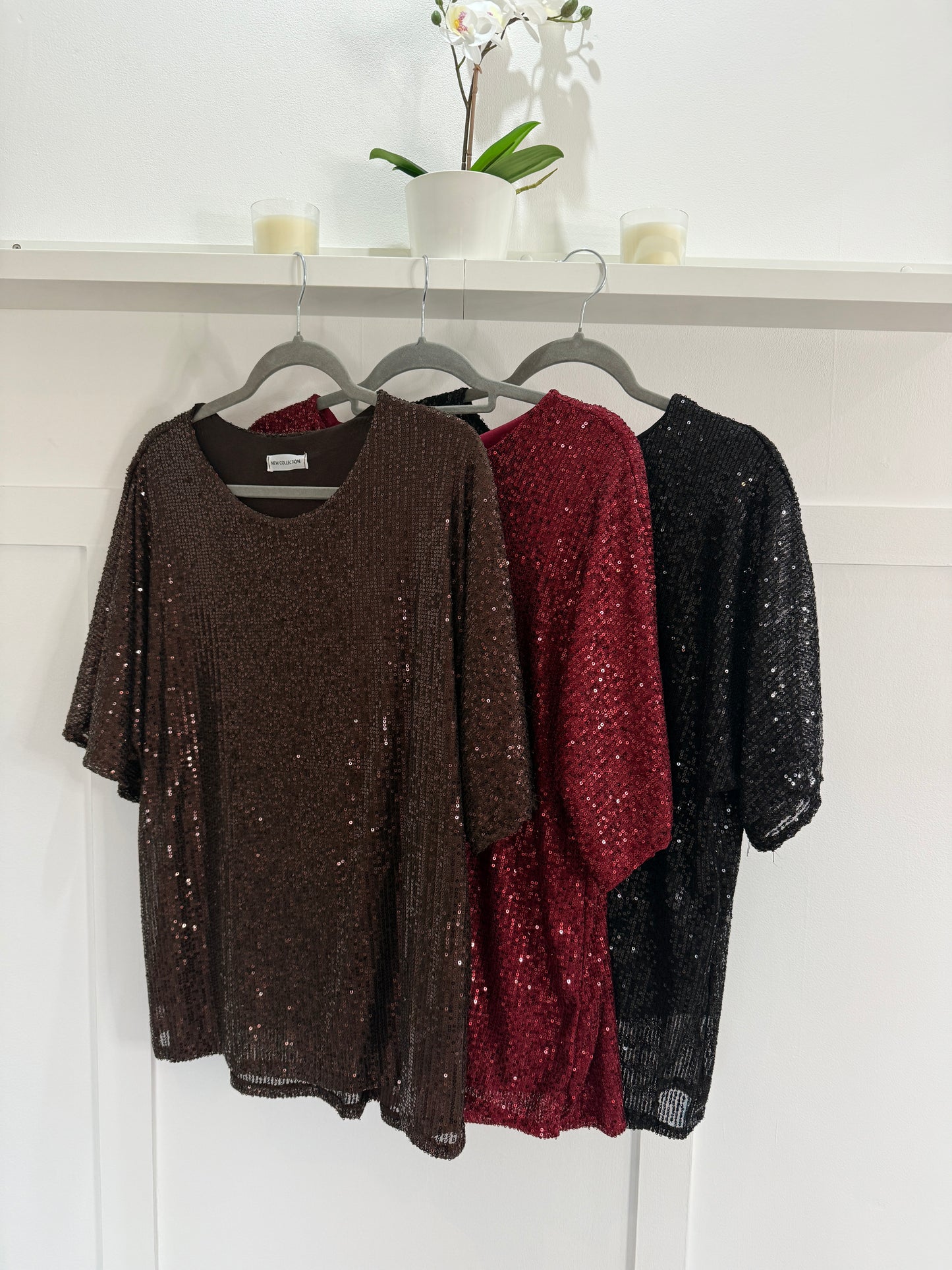 Burgundy Sequin Relaxed Fit Top