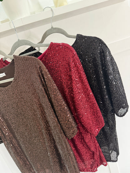 Burgundy Sequin Relaxed Fit Top