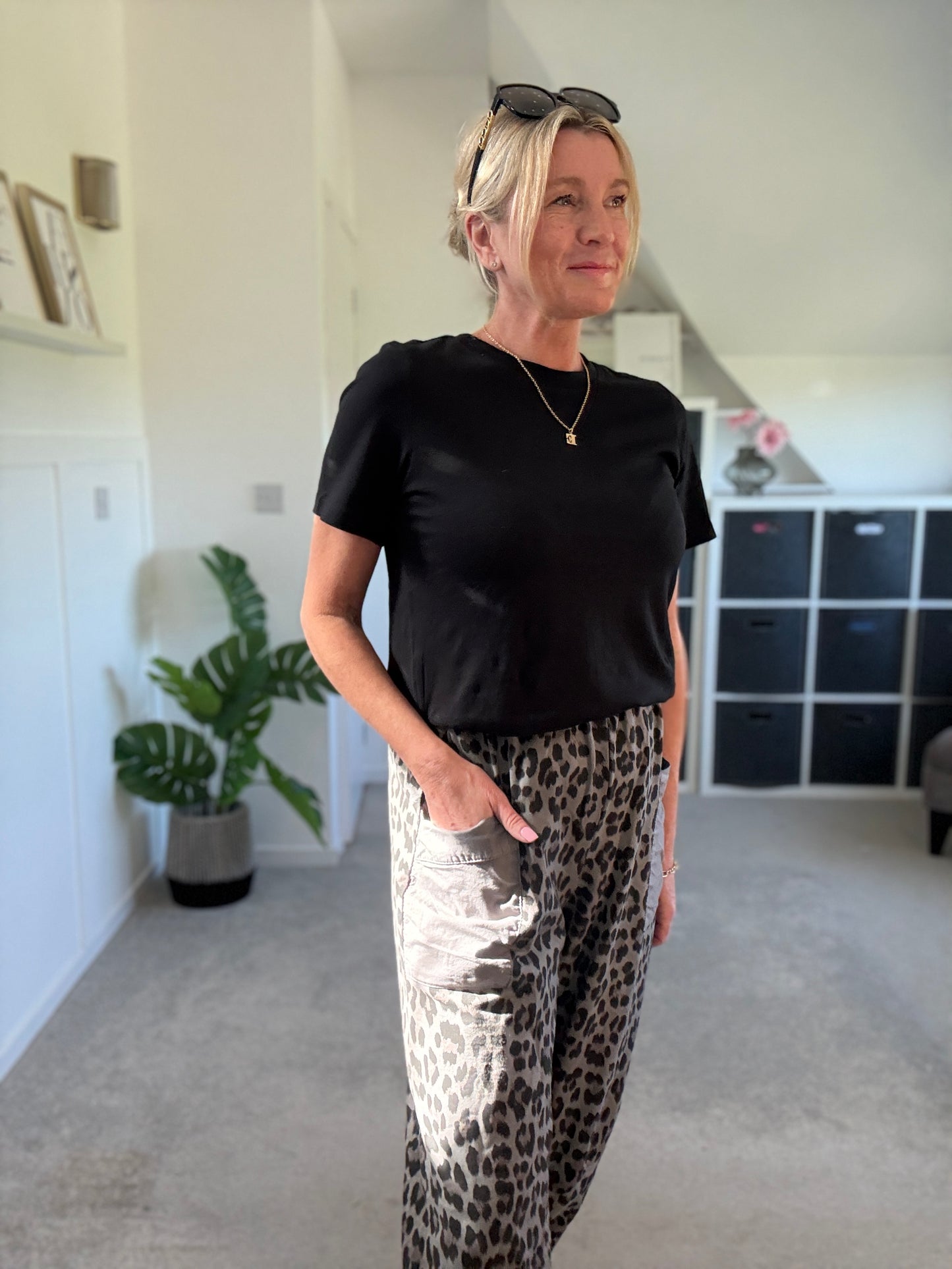 Khaki Leopard Slim Barrel Cargo Joggers