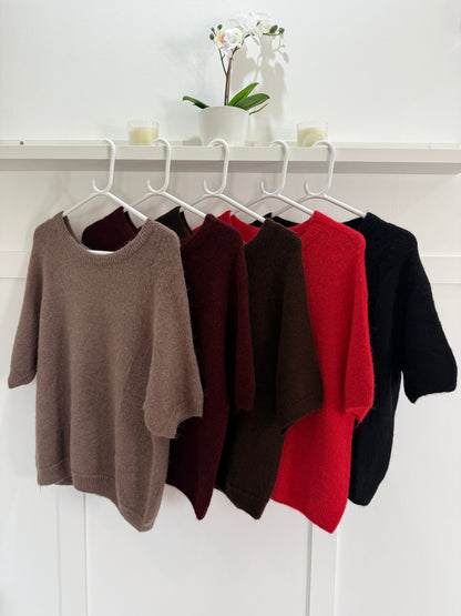 Mocha Fluffy S/S Jumper