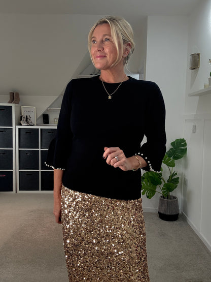 Chocolate Pearl Flute Sleeve Jumper