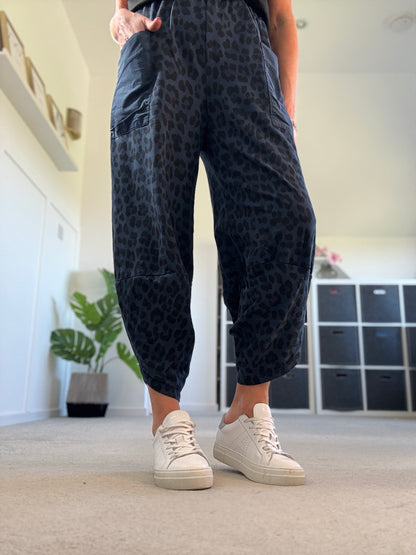Khaki Leopard Slim Barrel Cargo Joggers