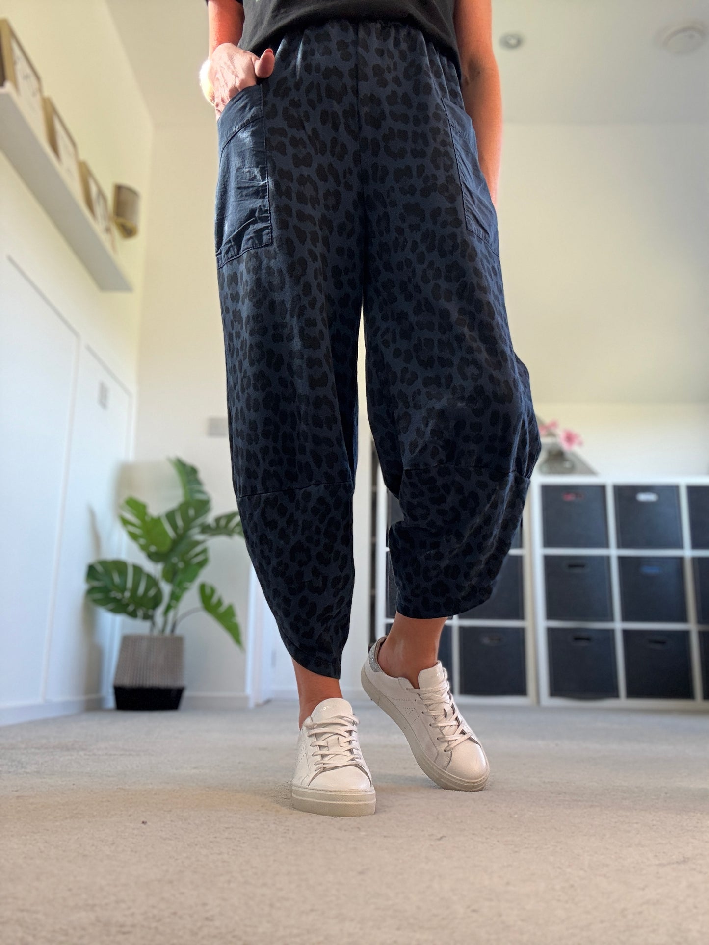 Khaki Leopard Slim Barrel Cargo Joggers