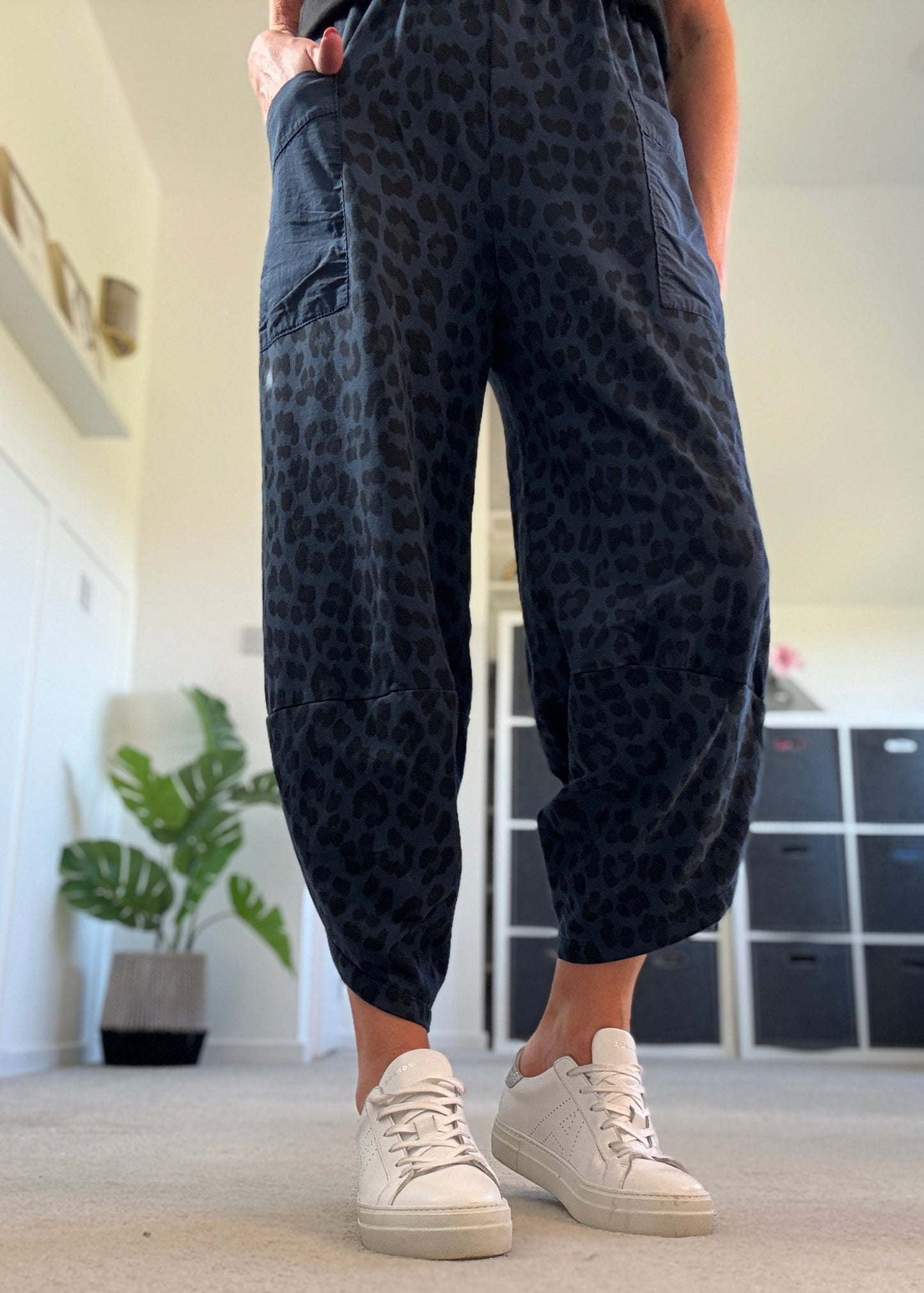 Khaki Leopard Slim Barrel Cargo Joggers
