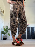 Mocha Leopard Slim Barrel Cargo Joggers