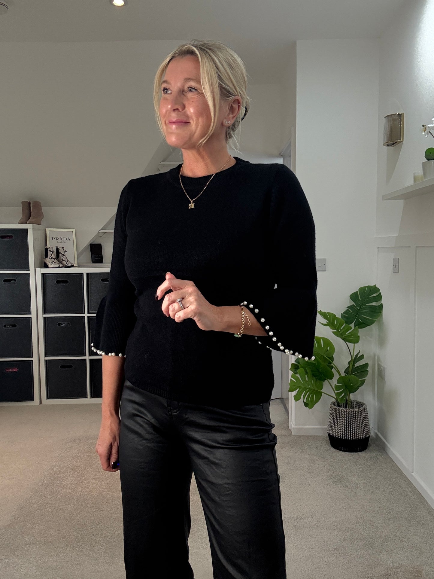 Chocolate Pearl Flute Sleeve Jumper