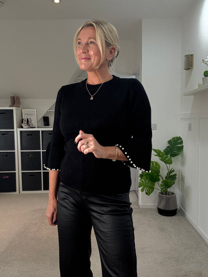 Chocolate Pearl Flute Sleeve Jumper