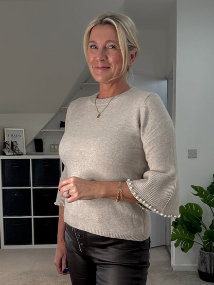 Chocolate Pearl Flute Sleeve Jumper