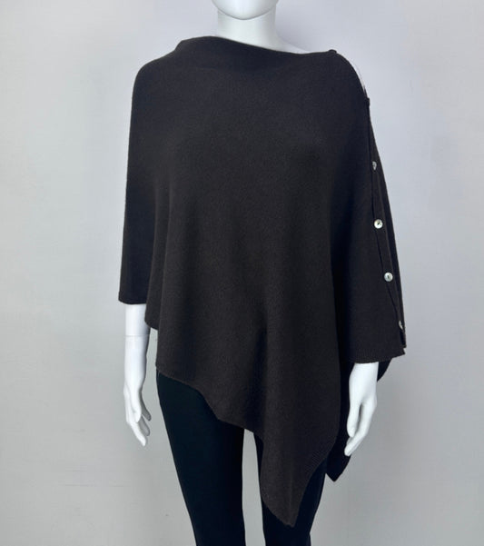 Black Poncho with Side Buttons