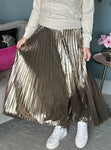Gold Metallic Pleated Skirt