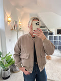 Mocha Brushed Bomber Jacket