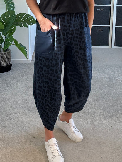 Khaki Leopard Slim Barrel Cargo Joggers