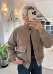 Mocha Brushed Bomber Jacket