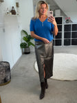 Camilla Gunmetal PU High Waist Pencil Skirt