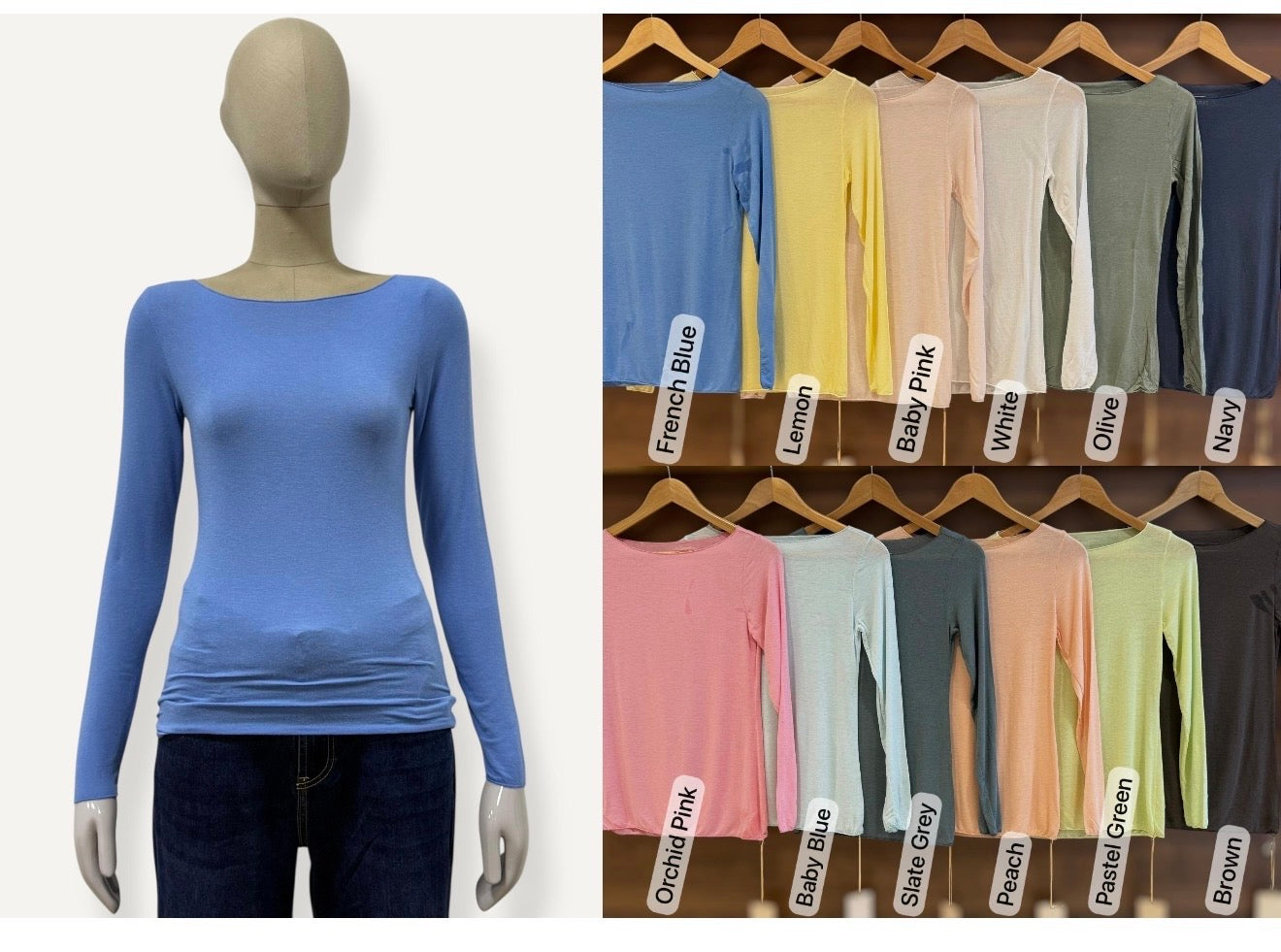Cashmere Blend L/Sleeve Layering Top | 8 Colours