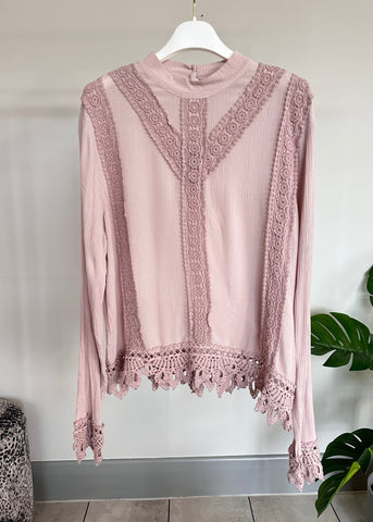 Crochet Blouse | Blush Pink, Cream, Black, Khaki