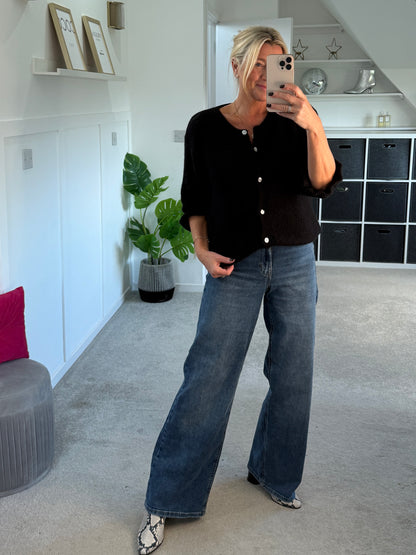 Red Alpaca Mix Frill Sleeve Cardigan