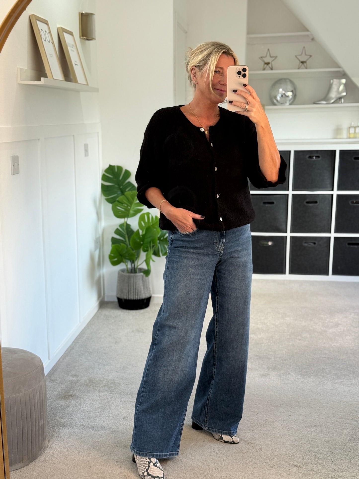 Red Alpaca Mix Frill Sleeve Cardigan