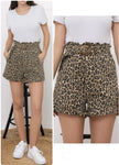 Leopard Print Denim H/W Shorts