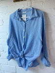 Powder Blue Tie Front Cheesecloth Shirt