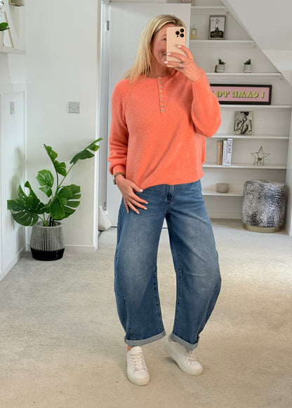 Papaya Alpaca Mix Button Jumper