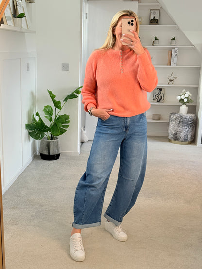 Papaya Alpaca Mix Button Jumper