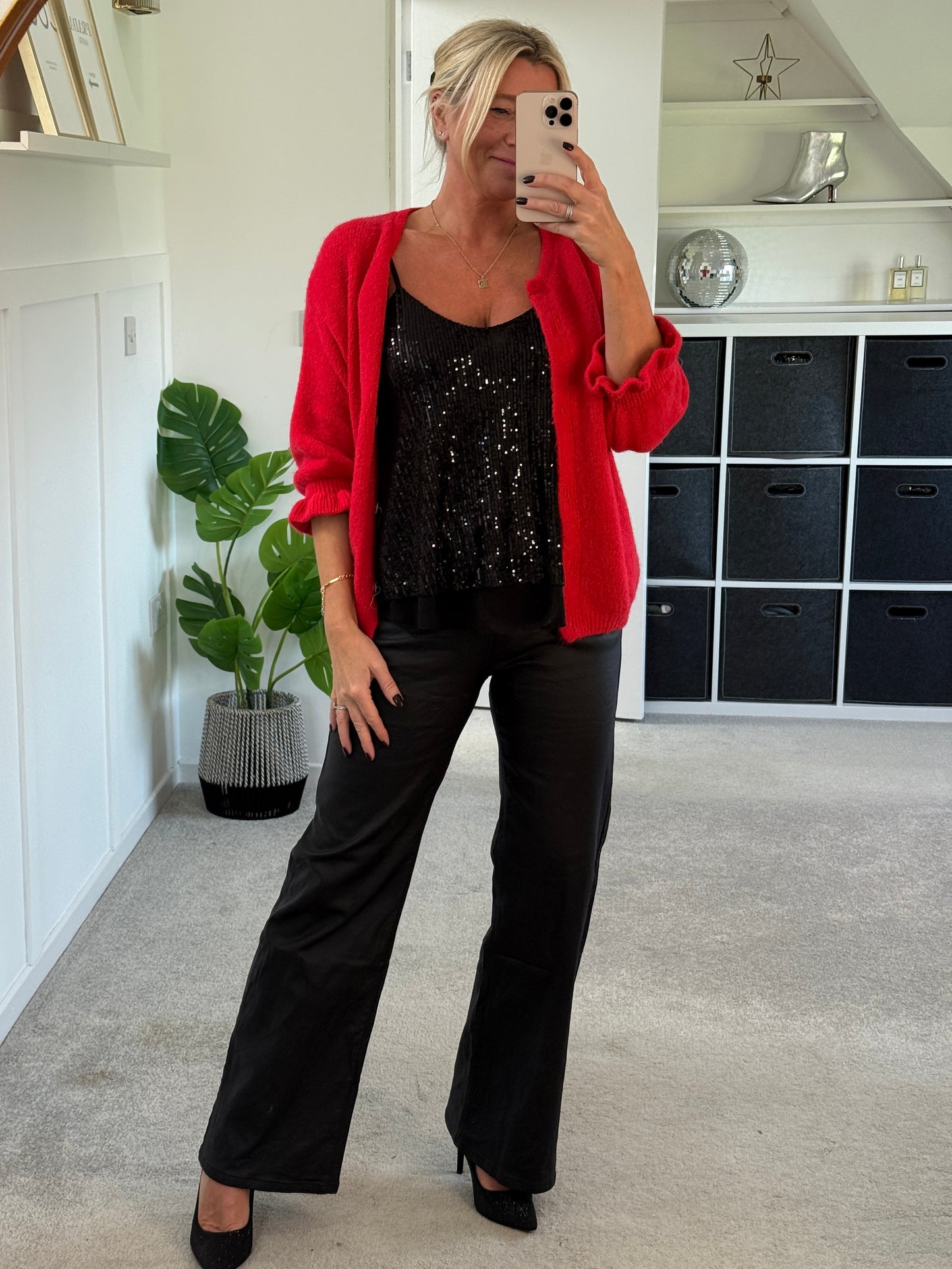 Black Melly & Co Flared Pleather Jeans