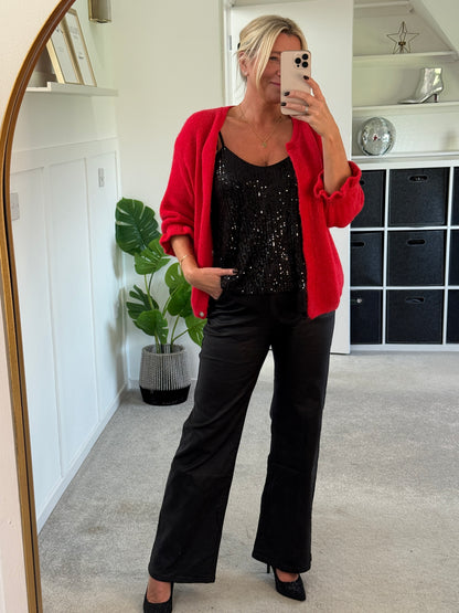 Black Melly & Co Flared Pleather Jeans