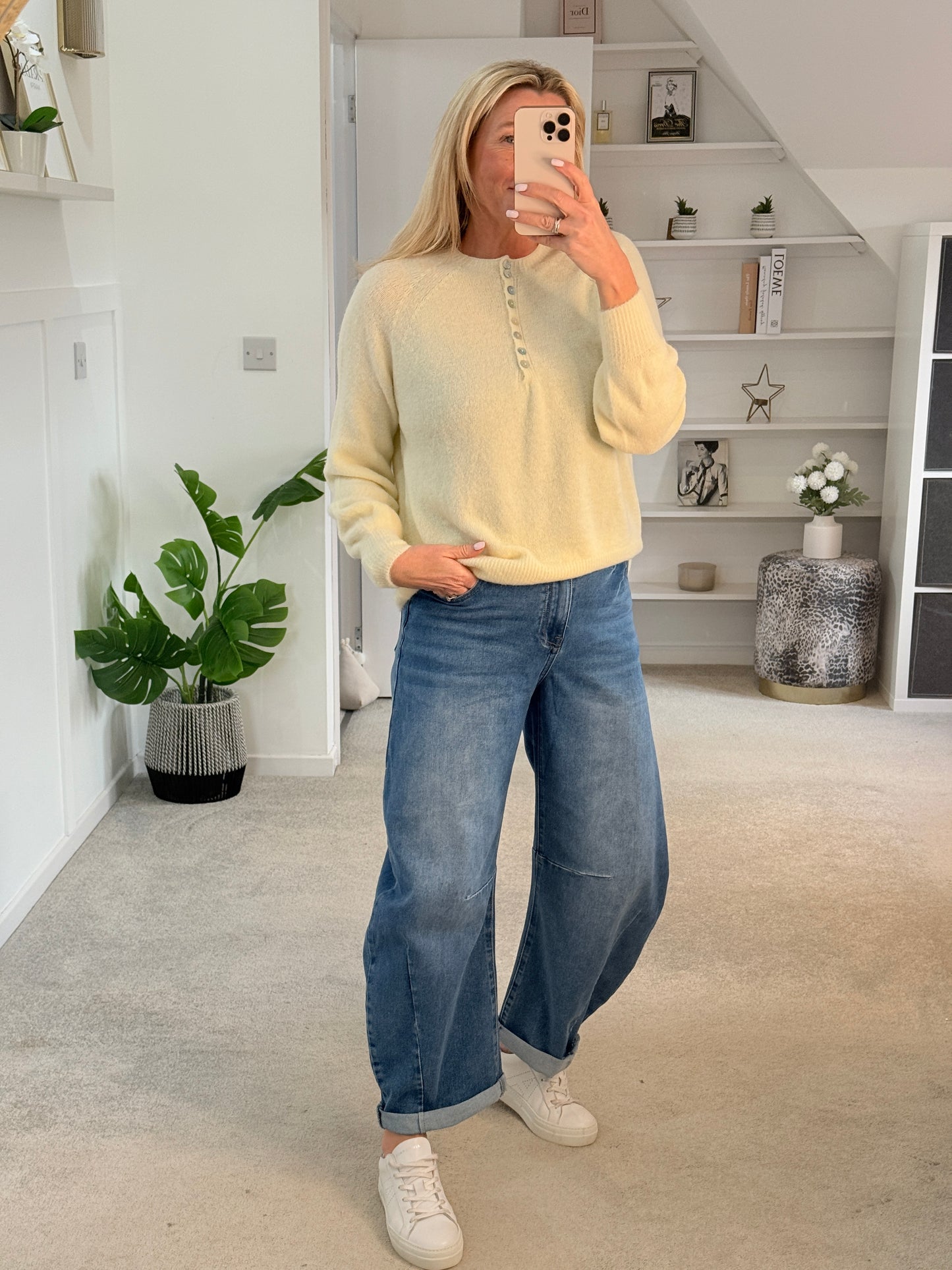 Butter Alpaca Mix Button Jumper