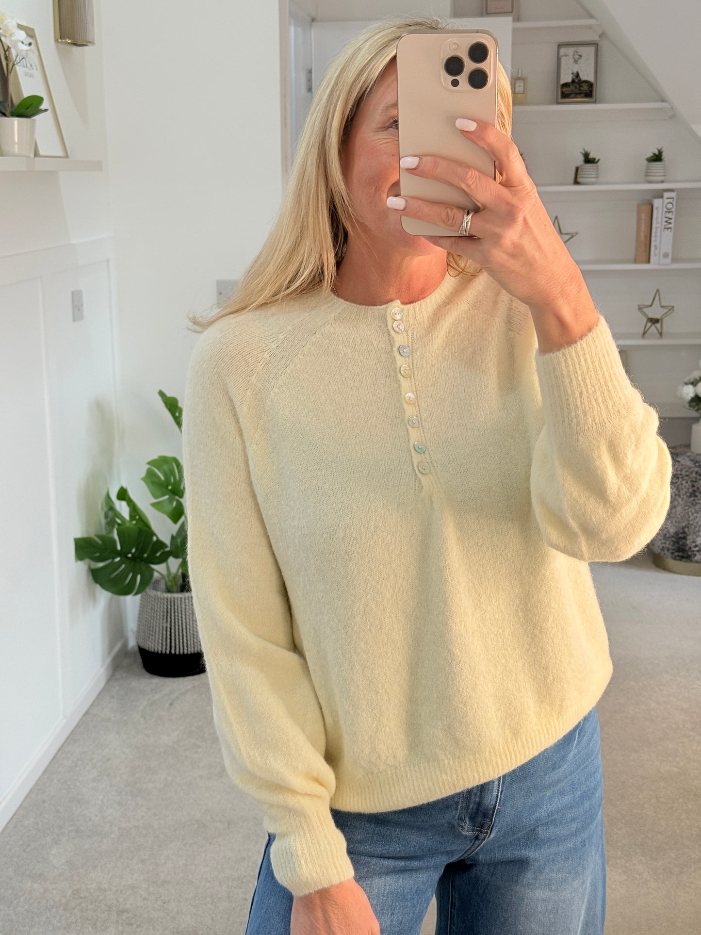 Butter Alpaca Mix Button Jumper