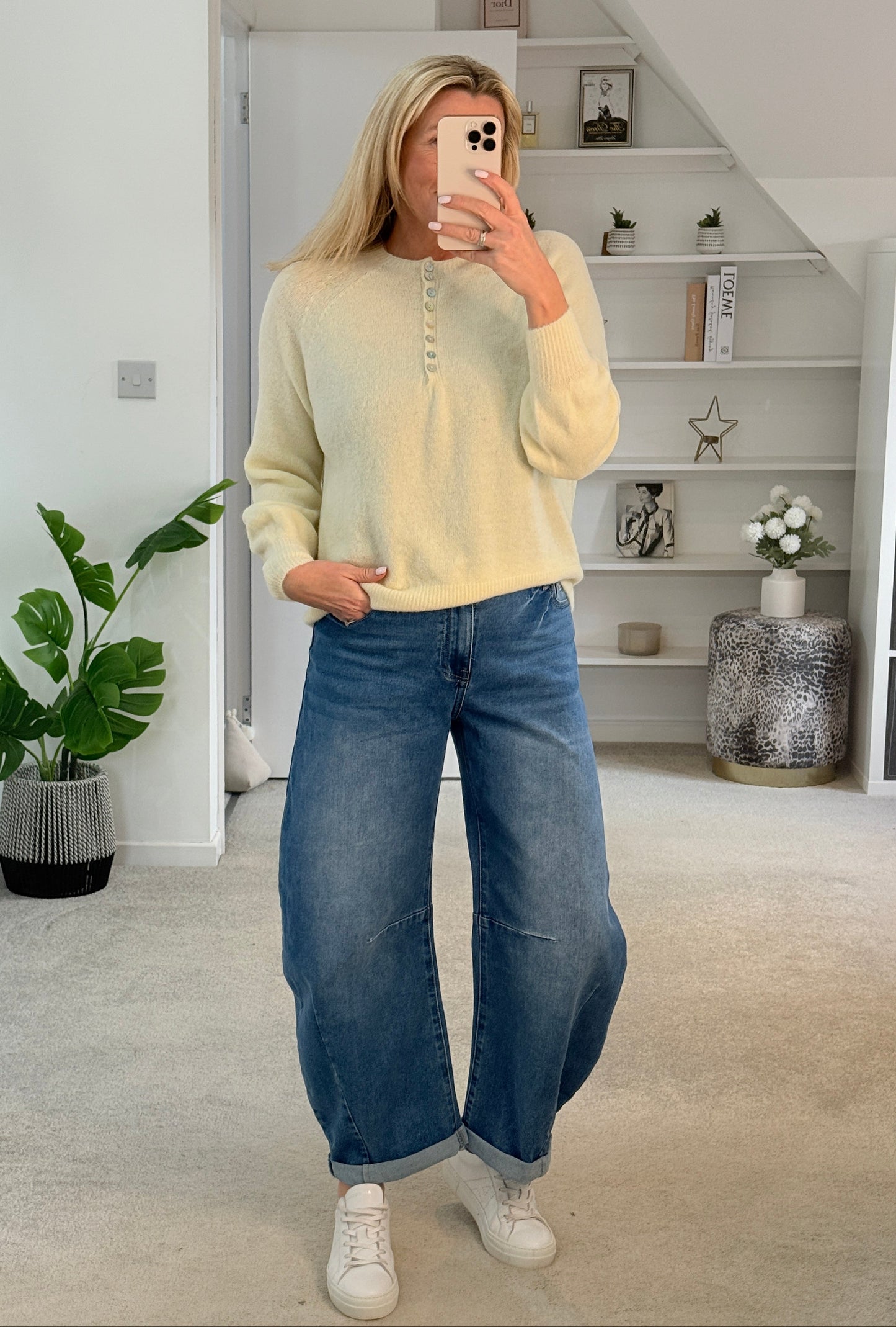 Butter Alpaca Mix Button Jumper