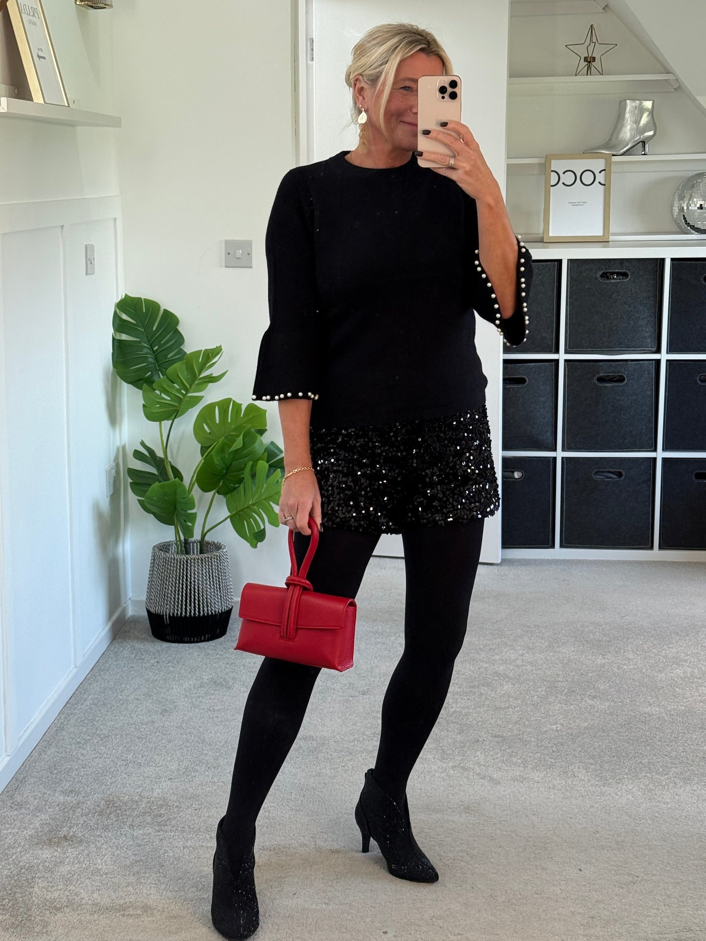 Black Pearl Flute Sleeve Jumper