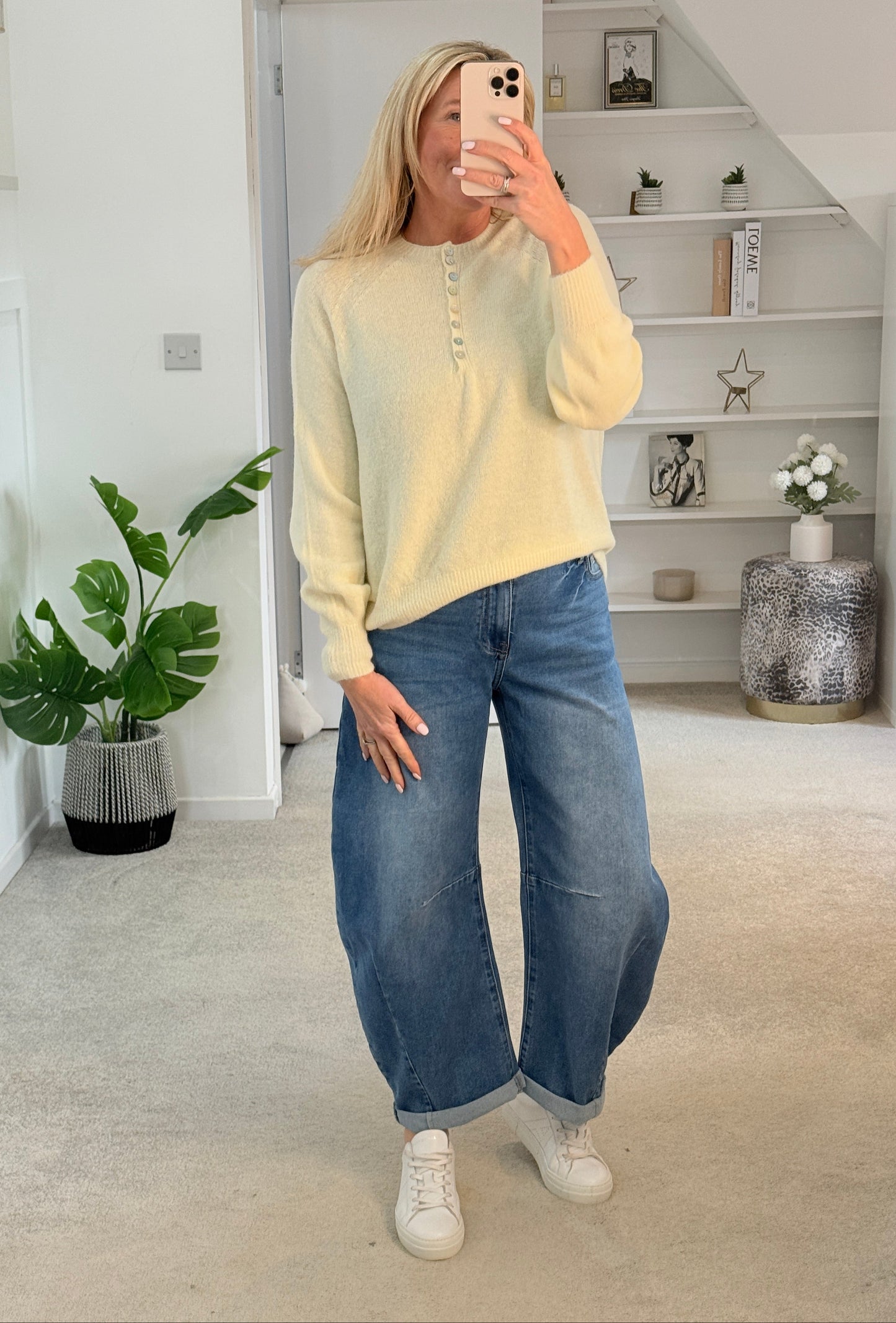 Butter Alpaca Mix Button Jumper