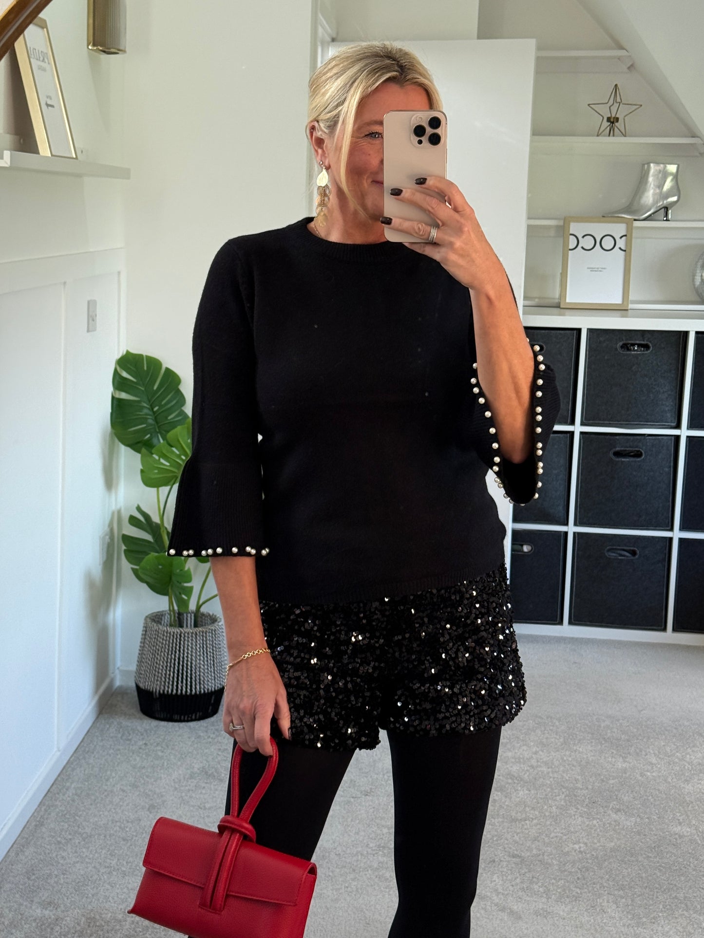 Black Pearl Flute Sleeve Jumper