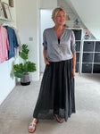 Charcoal Grey Cotton Pocket Maxi Skirt