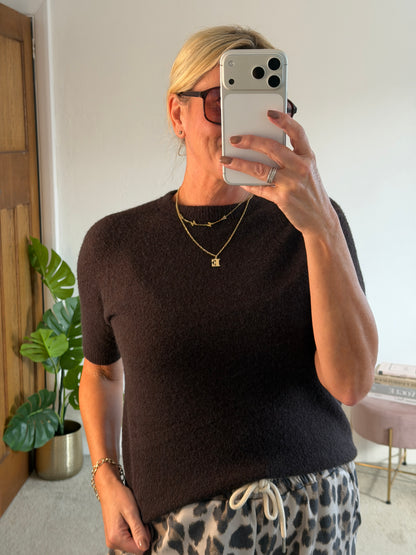 Dark Chocolate S/S Alpaca Mix Jumper