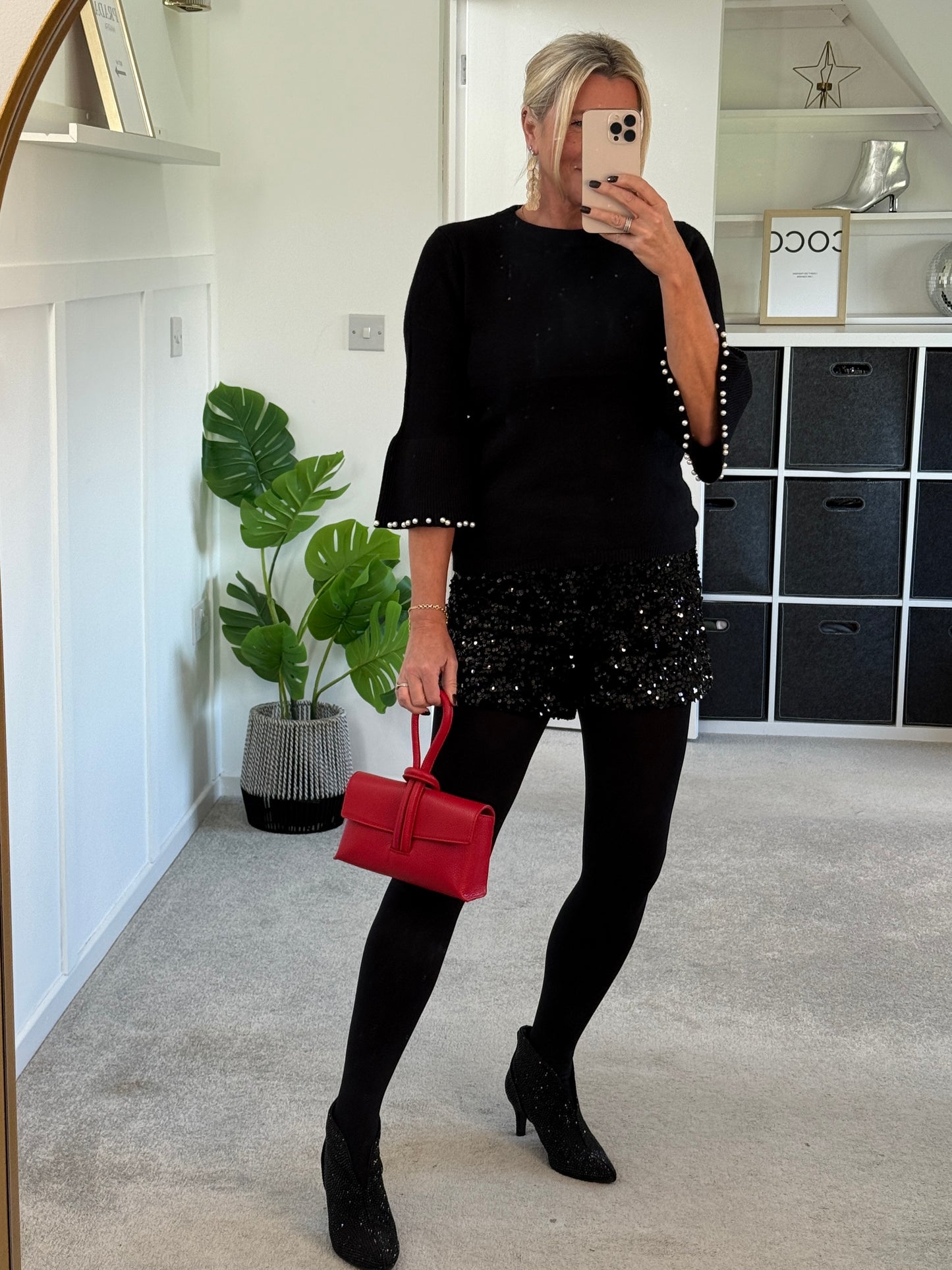 Black Pearl Flute Sleeve Jumper