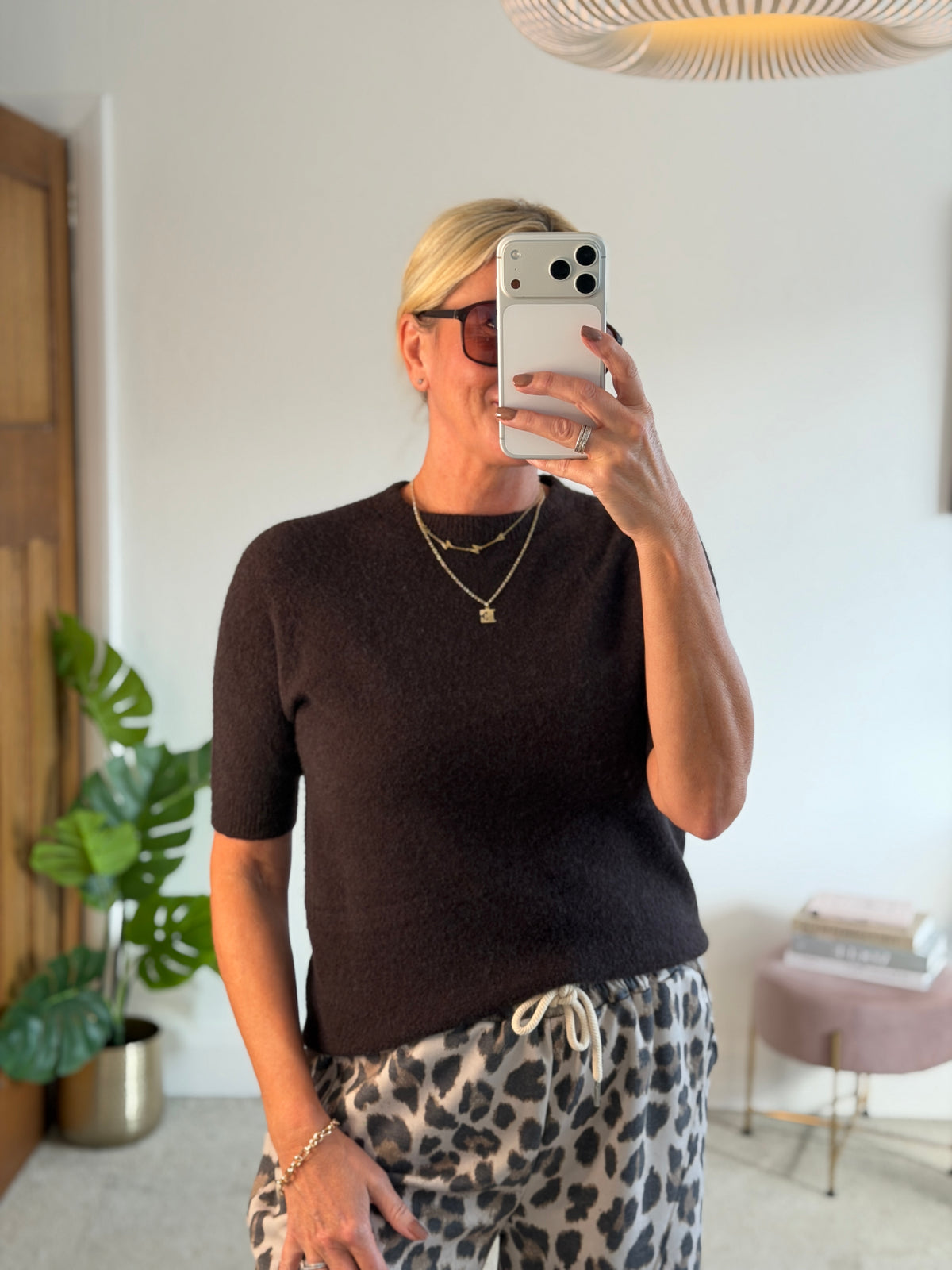 Dark Chocolate S/S Alpaca Mix Jumper