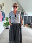 Charcoal Grey Cotton Pocket Maxi Skirt