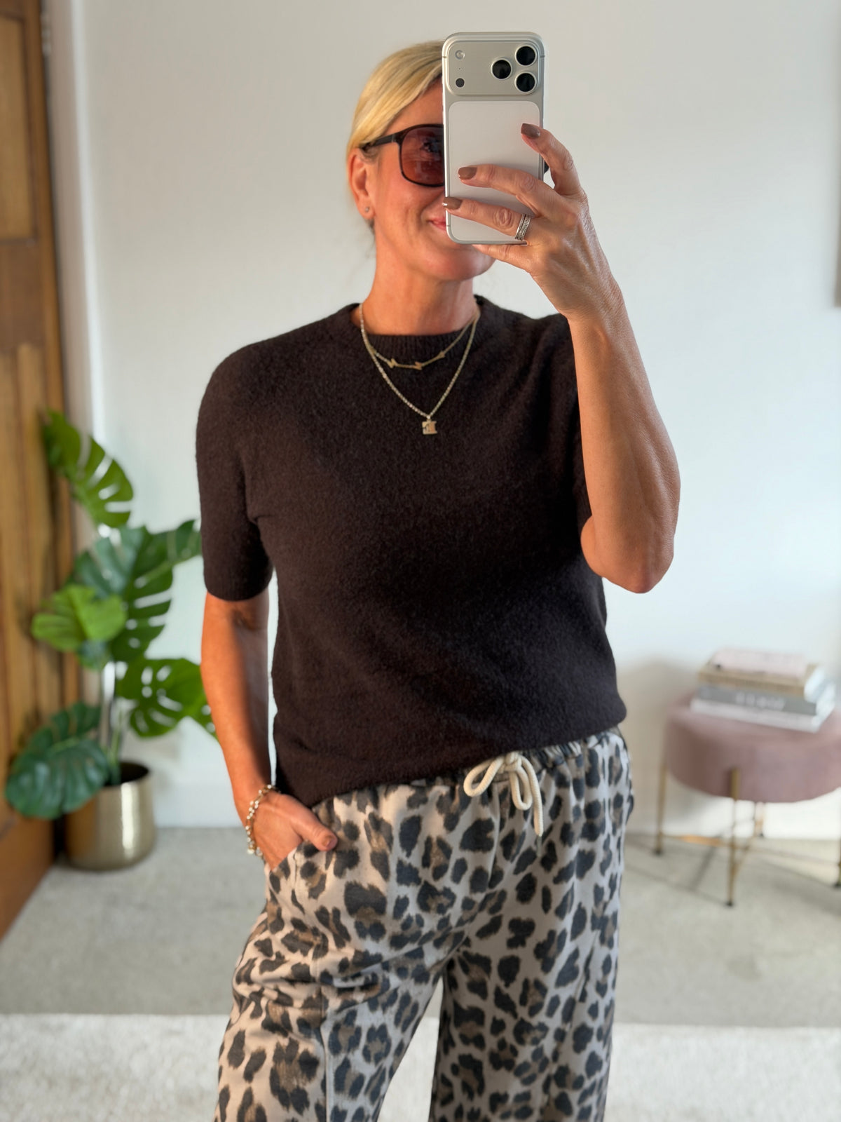 Dark Chocolate S/S Alpaca Mix Jumper