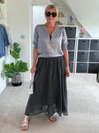 Charcoal Grey Cotton Pocket Maxi Skirt