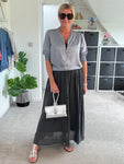Charcoal Grey Cotton Pocket Maxi Skirt