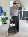 Charcoal Grey Cotton Pocket Maxi Skirt