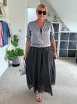 Charcoal Grey Cotton Pocket Maxi Skirt