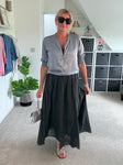Charcoal Grey Cotton Pocket Maxi Skirt