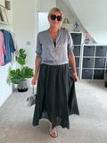 Charcoal Grey Cotton Pocket Maxi Skirt